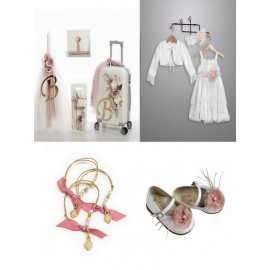 Βαπτιστικό Πακέτο "Vintage Λουλούδια " 2403/A Με Βαλίτσα