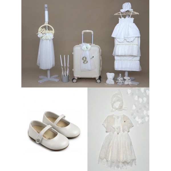 Βαπτιστικό Πακέτο "Λευκά Λουλούδια" Με Βαλίτσα 25109