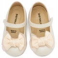 Βαπτιστικά Παπούτσια Για Κορίτσι Δερμάτινα Γοβάκια Babywalker BS 3599 Basic Εκρού Με Φιόγκο