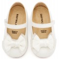 Βαπτιστικά Παπούτσια Για Κορίτσι Δερμάτινα Γοβάκια Babywalker BS 3599 Basic Λευκά Με Φιόγκο