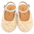 Βαπτιστικά Παπούτσια Για Κορίτσι Γοβάκια Σαμπό Babywalker BW 4884 Εκρού Με Λουλούδια