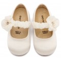 Παπούτσια Βάπτισης Για Κορίτσι Γοβάκια Babywalker BW 4888 Υφασμάτινα Εκρού