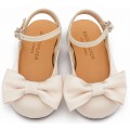 Παπούτσια Βάπτισης Για Κορίτσι Γοβάκια Σαμπό Babywalker BW 4855 Εκρού Με Satin Φιόγκο