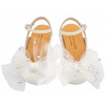 Γοβάκια Βάπτισης Babywalker BW 4882 Δερμάτινα Γαλλικά Σαμπό Εκρού Με Φιόγκο