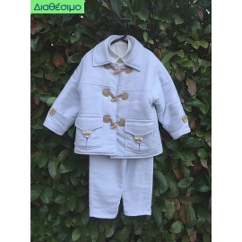 Χειμερινό Κουστουμάκι - Σαλοπέτα Βάπτισης Αγόρι Bianco E Colore 175 Με Μπουφάν 