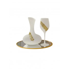 Σετ Γάμου (Καράφα - Ποτήρι) Στολισμένα Με Φύλλο Ελιάς 8470