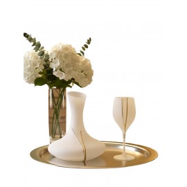 Σετ Γάμου (Καράφα - Ποτήρι) Στολισμένα Με Επάργυρη Και Επίχρυση Βέργα 8474