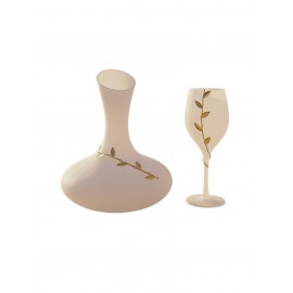 Σετ Γάμου (Καράφα - Ποτήρι) Στολισμένα Με Φύλλα Ελιάς 8475