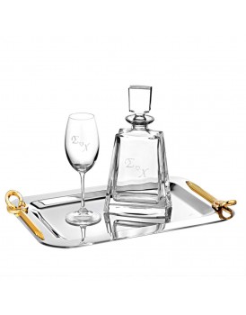 Σετ Γάμου Δίσκος Ποτήρι Καράφα Με Μονόγραμμα 302