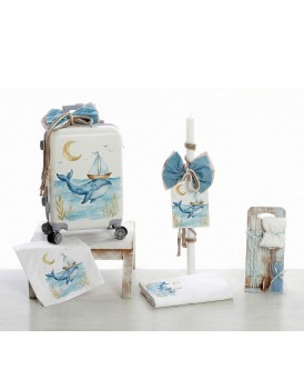 Σετ Βάπτισης "Φάλαινα-Καραβάκι" Bellissimo ΣΔΣ 26209 Με Βαλίτσα