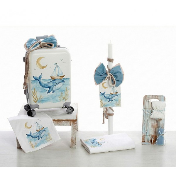 Σετ Βάπτισης "Φάλαινα-Καραβάκι" Bellissimo ΣΔΣ-26209 Με Βαλίτσα