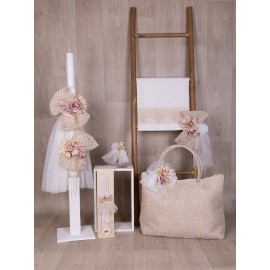 Βαπτιστικό Σετ "Λουλούδια" Loukia E600 Με Τσάντα