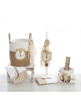 Βαπτιστικό Σετ "Λιονταράκι - Ο Βασιλιάς Της Ζούγκλας" Bellissimo ΣΔΣ 2524 Με Πλεκτή Τσάντα