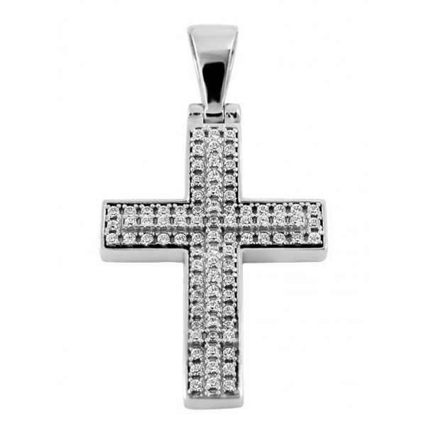 Λευκόχρυσος Σταυρός Βάπτισης Κορίτσι 50011