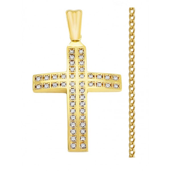 Βαπτιστικός Σταυρός Κορίτσι Χρυσός 14K Με Αλυσίδα 12434