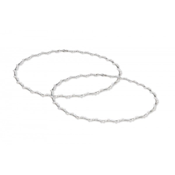 Οικονομικά Στέφανα Γάμου Ασημί-Ματ Με Λευκή Πέρλα 7295