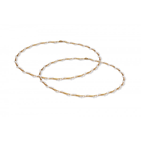 Οικονομικά Στέφανα Γάμου Χρυσό-Ματ Με Λευκή Πέρλα 7296