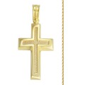 Σταυρός Βάπτισης Αγόρι Από Χρυσό 14K Με Αλυσίδα Σετ 12164