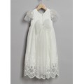 Φόρεμα Βάπτισης Με Μπολερό New Life 3008-2 Εκρού Τούλινη Δαντέλα Με Λουλούδι