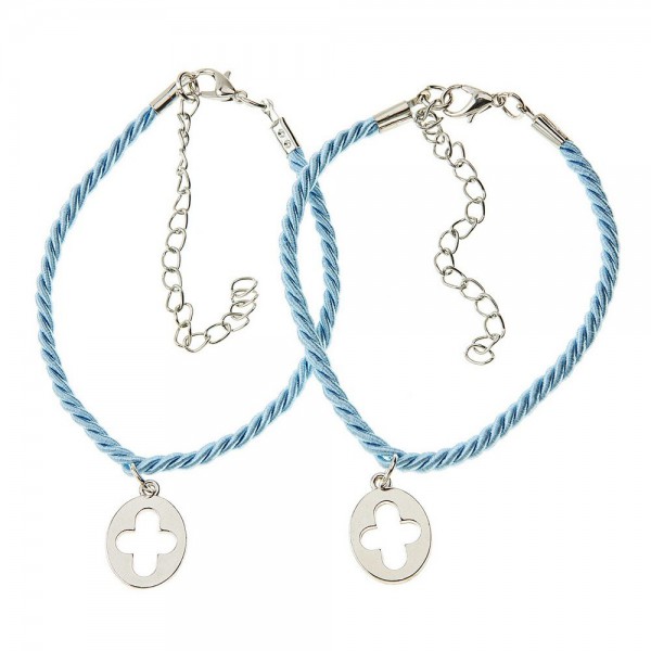 Βαπτιστικά Μαρτυρικά Για Αγόρι Βραχιόλι Πλεξούδα Με Κρεμαστό Σταυρό NU1730  