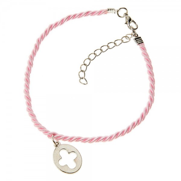 Μαρτυρικά Βάπτισης Για Κορίτσι Βραχιόλι Πλεξούδα Με Κρεμαστό Σταυρό NU1730 