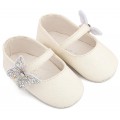 Βαπτιστικά Παπούτσια Αγκαλιάς Για Κορίτσι Γοβάκια Babywalker MI 1658 Υφασμάτινα Λευκά Με Πεταλούδα