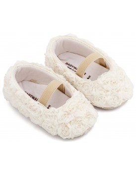 Βαπτιστικά Παπούτσια Αγκαλιάς Για Κορίτσι Μπαλαρίνες Babywalker MI 1660 Υφασμάτινες Λευκές