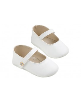 Βαπτιστικά Παπούτσια Αγκαλιάς Για Κορίτσι Γοβάκια EverKid K600A Δερμάτινα Λευκά