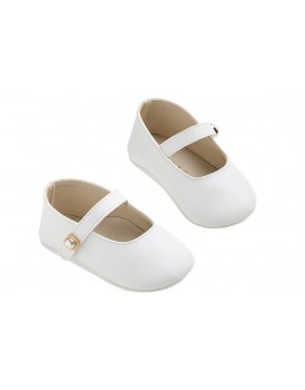 Παπούτσια Αγκαλιάς Για Κορίτσι Γοβάκια EverKid K601A Δερμάτινα Λευκά