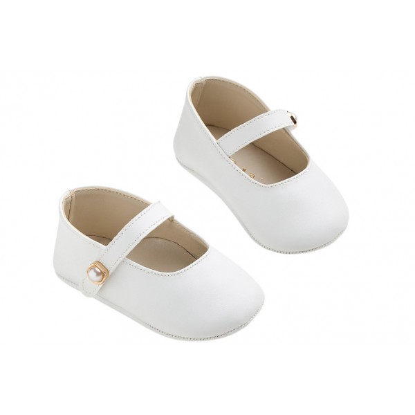 Παπούτσια Αγκαλιάς Για Κορίτσι Γοβάκια EverKid K601A Δερμάτινα Λευκά