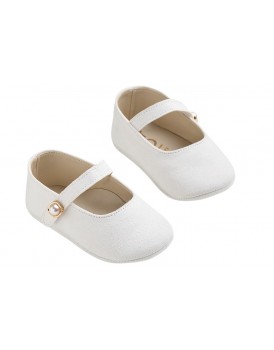 Παπούτσια Αγκαλιάς Για Κορίτσι Μπαλαρίνες EverKid K610A Δερμάτινα Καστόρ Λευκά 