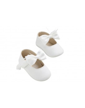 Παπούτσια Αγκαλιάς Για Κορίτσι Γοβάκια EverKid K616A Δερμάτινα Λευκά Με Φιόγκο Και Φτερά 