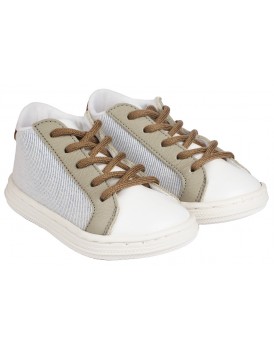 Βαπτιστικά Παπούτσια Babywalker BS 3039 Basic Λευκά/Γκρι/Ταμπά 