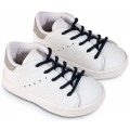 Βαπτιστικά Παπούτσια -Sneakers- BABYWALKER BS 3071 Basic Δερμάτινα Λευκά-Μπλε-Γκρι