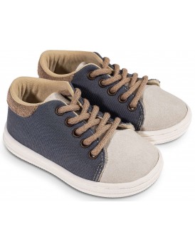 Βαπτιστικά Παπούτσια -Sneakers- BABYWALKER BS 3073 Basic Δέρμα/Ύφασμα Μπλε-Λευκό-Ταμπά  