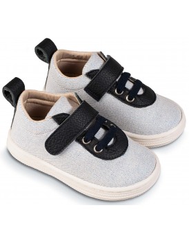 Βαπτιστικά Παπούτσια -Sneakers- BABYWALKER BS 3078 Basic Δ΄έρμα/Ύφασμα Λευκά-Μπλε