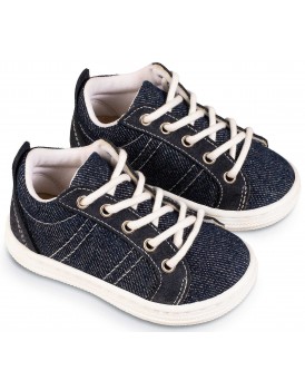 Βαπτιστικά Παπούτσια -Sneakers Δετά- BABYWALKER BS 3082 Basic Υφασμάτινα Μπλε Jean