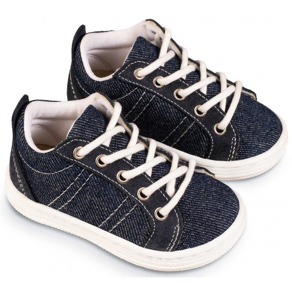 Βαπτιστικά Παπούτσια -Sneakers Δετά- BABYWALKER BS 3082 Basic Υφασμάτινα Μπλε Jean