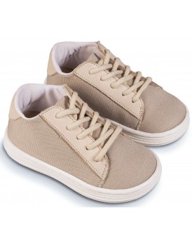 Βαπτιστικά Παπούτσια -Sneakers Δετά- BABYWALKER BS 3083 Basic Δέρμα/Ύφασμα Μπεζ