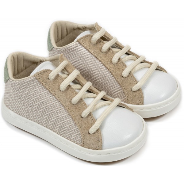 Βαπτιστικά Παπούτσια -Sneakers- BABYWALKER Δέρμα-'Ύφασμα BW 4207 Μπεζ/Λευκά/Μέντα