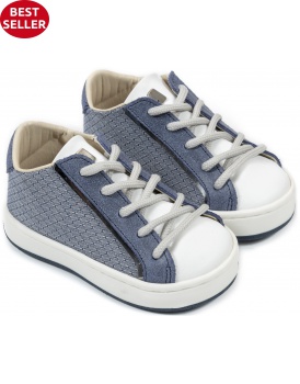 Βαπτιστικά Παπούτσια Για Αγόρι Sneakers BABYWALKER EXC 5199 Δέρμα/Ύφασμα Λευκά/Μπλε 