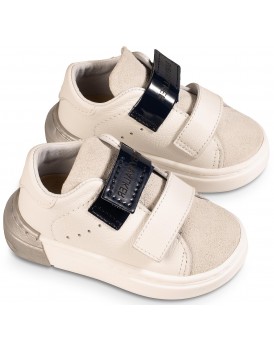 Παπούτσια Βάπτισης Sneakers BABYWALKER EXC 5267 Δερμάτινα Λευκά/Μπλε/Γκρι  