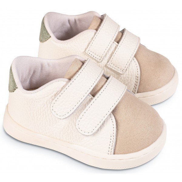 Βαπτιστικά Παπούτσια Sneakers BABYWALKER PRI 2113 Primo Δέρμα/Ύφασμα Λευκό-Μπεζ-Μέντα