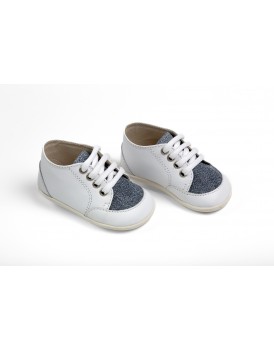Βαπτιστικά Παπούτσια Everκid A408A Δερμάτινα Λευκά/Γκρι-Μπλε Sneakers