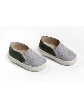 Βαπτιστικές Εσπαντρίγιες Slip On Everkid Δέρμα-Ύφασμα A423B Γκρι-Μέντα