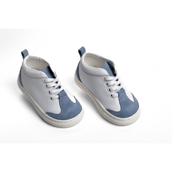 Βαπτιστικά Παπούτσια Sneakers Everkid A424P Δερμάτινα Λευκά-Γαλάζιο