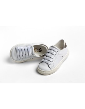 Βαπτιστικά Παπούτσια Sneakers Everkid A425A Δερμάτινα Λευκά-Γκρι