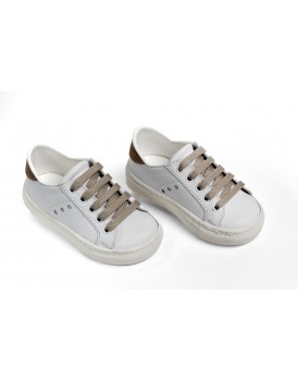 Βαπτιστικά Παπούτσια Sneakers Everkid A425E Δερμάτινα Λευκά-Πούρο