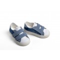 Βαπτιστικά Παπούτσια Sneakers Everkid A428P Δέρμα-Ύφασμα Λευκά-Μπλε