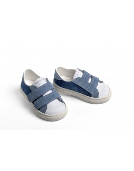 Βαπτιστικά Παπούτσια Sneakers Everkid A428P Δέρμα-Ύφασμα Λευκά-Μπλε 